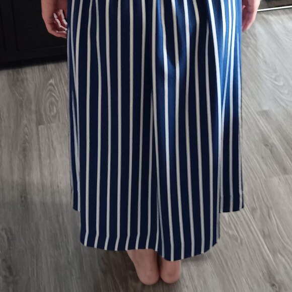 Vintage Nautical Stripe Secretary Dress Gold Anchor Buttons Belted 1970s - Picture 6 of 9